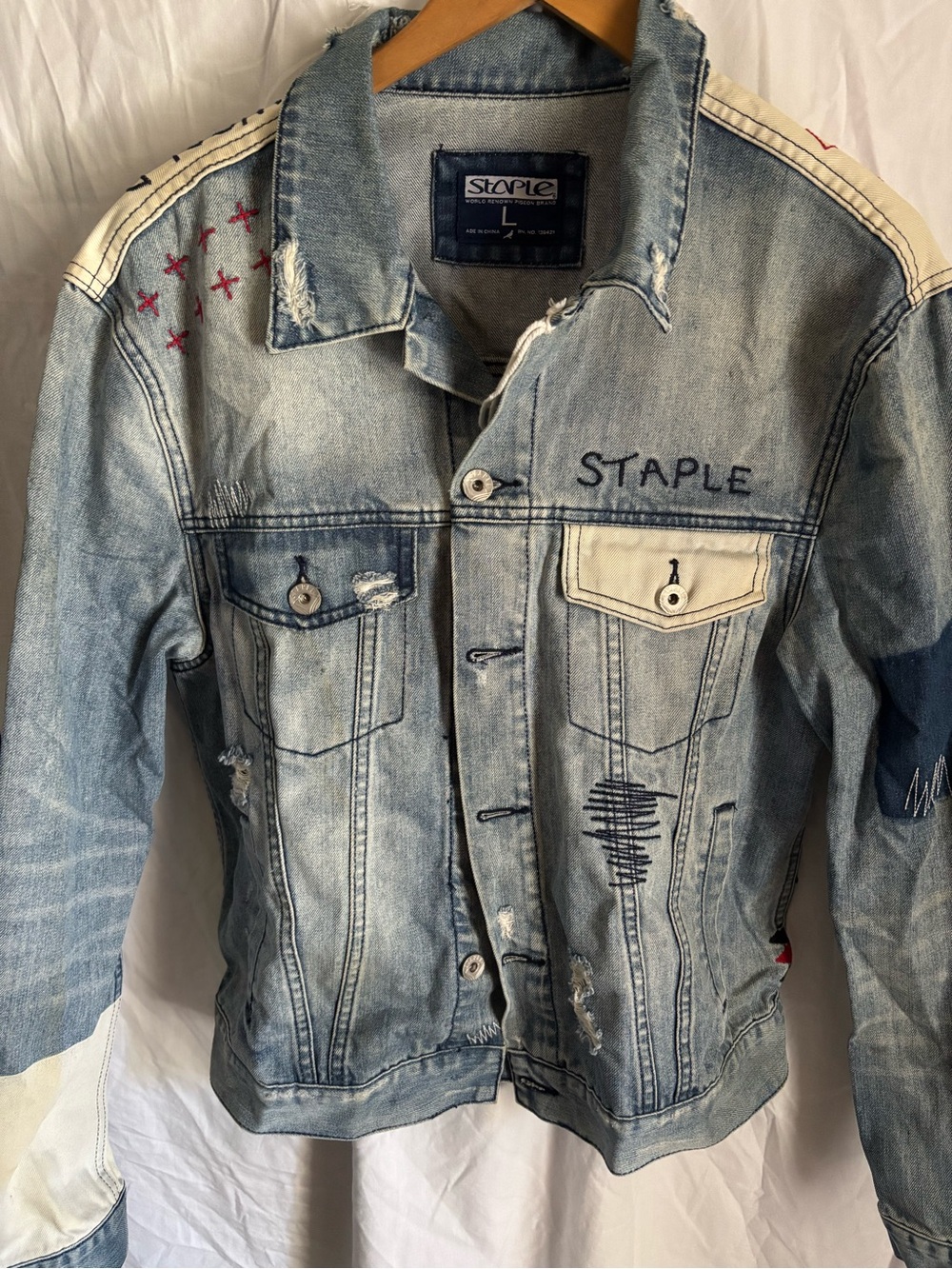 Staple Light Blue Denim Jacket with Navy Label